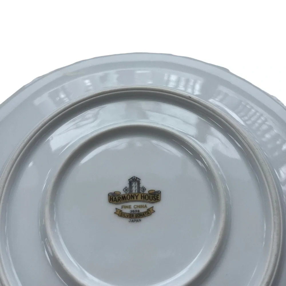 Vintage Silver Sonata By HARMONY HOUSE FINE CHINA Gravy Boat Attached Underplate